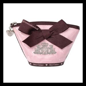 💗 Juicy Couture Pink & Brown Scotty Crest Logo Cosmetic Bag Y2K 💋